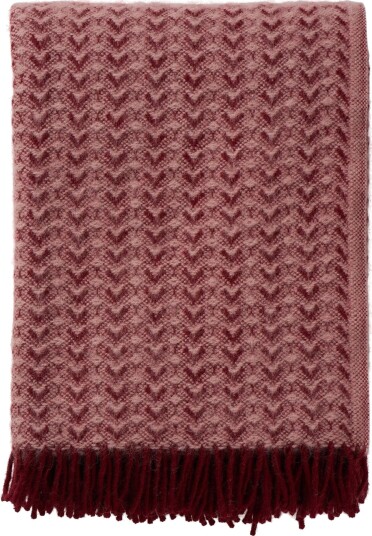Klippan Yllefabrik Ullpledd   130x200 cm   100% lammeull   Ilse Bordeaux Pink