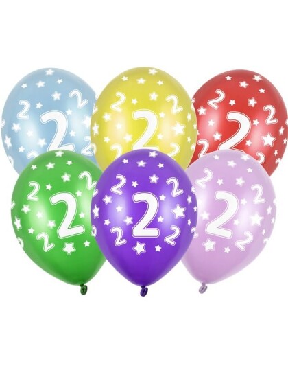 2 Tallet Flerfargede Ballonger30 cm