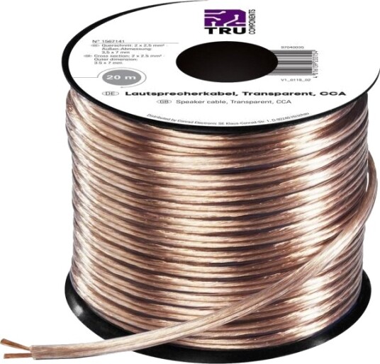 Tru Components Høyttalerkabel 2 X 2,5 Mm² Transparent 20 M