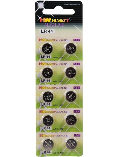 Hi-Watt Battery Industry Hi-Watt: AG13/A76 (LR44) Batterier, 1,5V, Alkaline, 10 stk