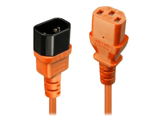 Lindy 1 m Strømkabel IEC 60320 C13-C14 Formstøpt Oransje