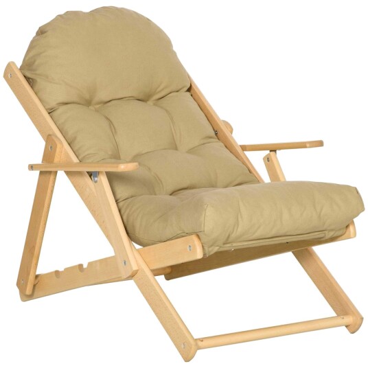 Avslappingsstol polstret sammenleggbar stol hvilestol hvilestol spisestuestol med linlook for stue bøk 71 x 89 x 96 cm bru
