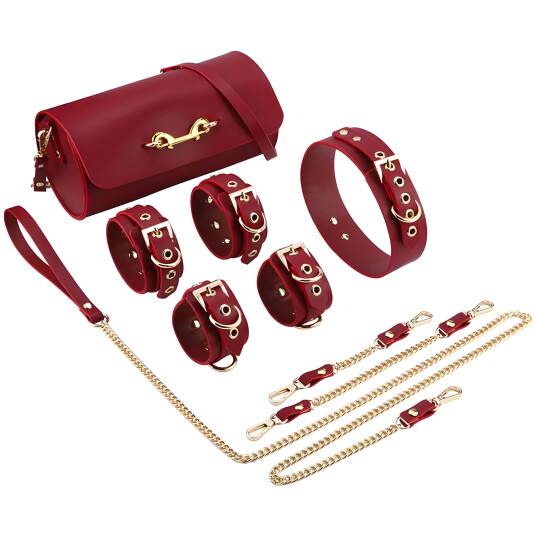 Kiotos Leather BDSM Deluxe Bondagesett Rød