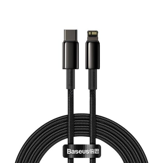 Baseus Tungsten Gold 20W USB-C til Lightning-kabel 2m - Svart