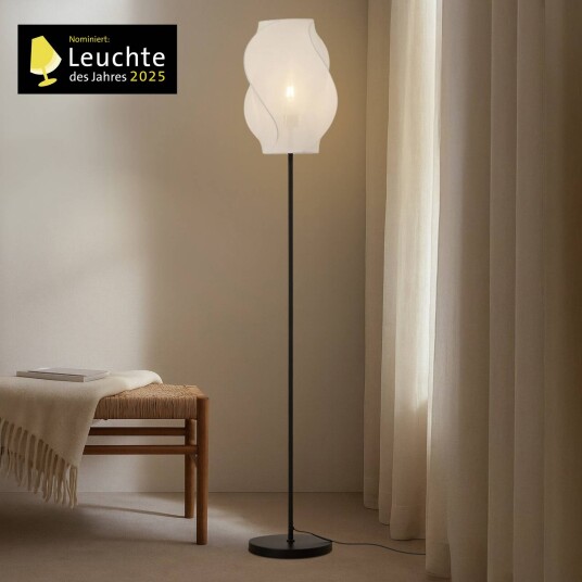 Gulvlampe Tovina Lucande Hvit / opal Stue / spisestue Tekstil / stoff / silke Skandinavisk