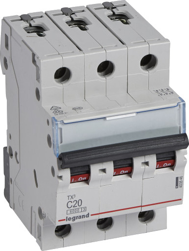 Legrand TX3 MCB automatsikring C20 3P 3M 6/6kA