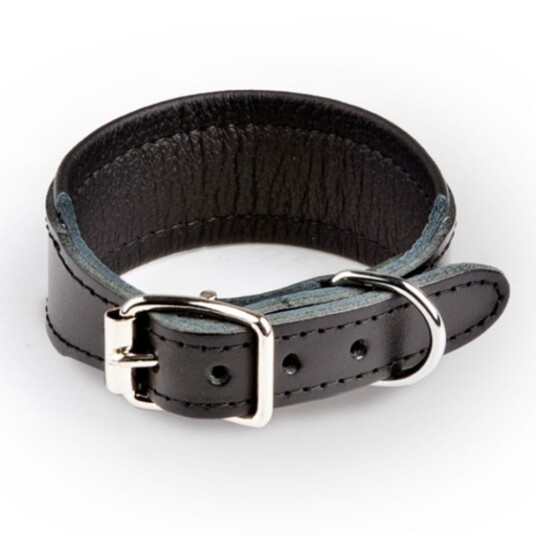 Feel Leather Basic Wide Halsbånd Svart 3,5 x 55 cm