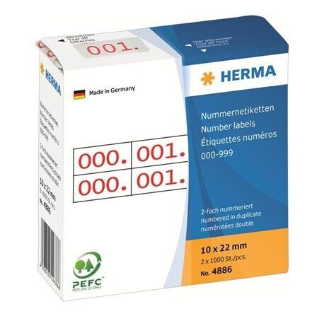 HERMA self-adhesive number labels - 2000 label(s) - 10 x 22 mm