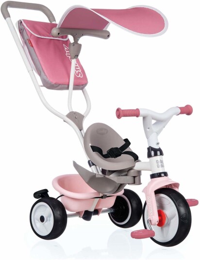 Smoby Baby Balade Plus 3i1 trehjulssykkel med bagasjebrett rosa