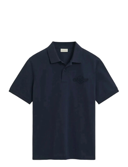 GANT Reg Tonal Shield Ss Polo - Navy - S GANT Reg Tonal Shield Ss Polo - Navy - S