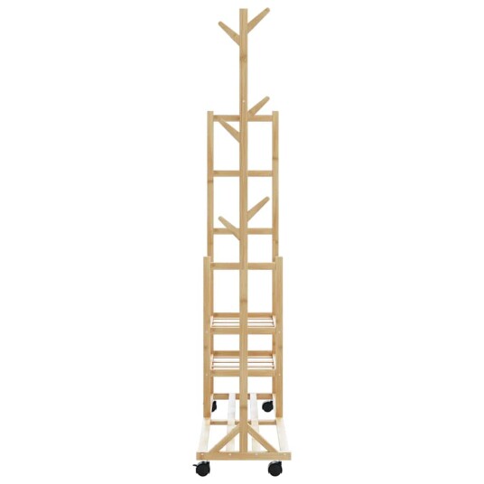 Klesstativ med hyller og hjul 100x38x175,5 cm bambus 8721102643026 Klesstativ med hyller og hjul 100x38x175,5 cm bambus 8721102643026