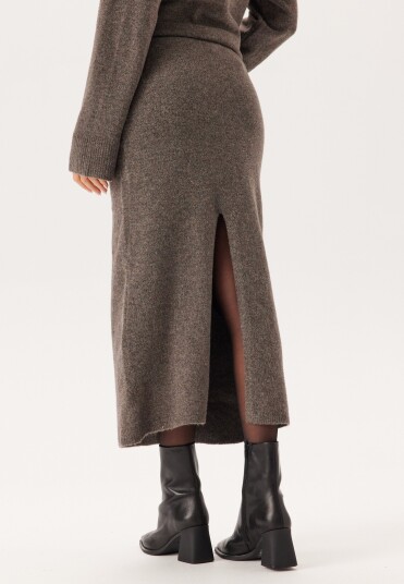 Pieces Pcnuna Mw Ankel Slit Knit Skir Morel Detail:MELANGE M