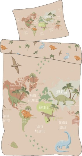 Licens Dinosaur sengetøy 100% bomull Barnesengetøy 140x200 cm Beige
