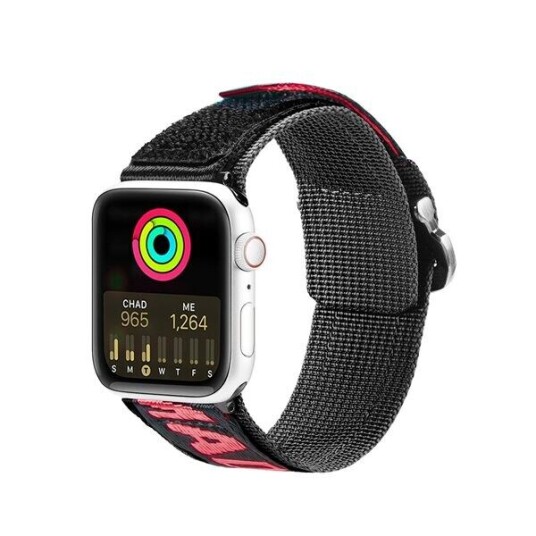 Dux Ducis-Rem (Utendørsversjon) Apple Watch Ultra Strap, Se, 9, 8, 7, 6, 5, 4, 3, 2, 1 (49, 45, 44, 42 Mm) Nylonbåndarmbånd Svart Og Rødt