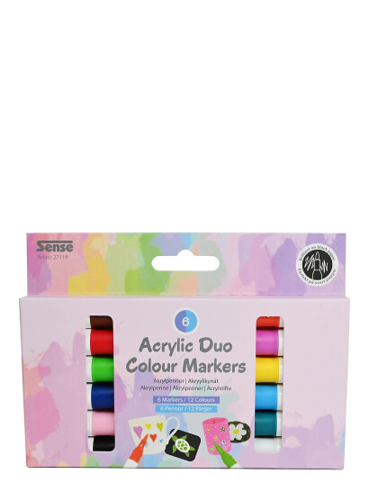 Sense Akrylpennor Dubbla Färger 6-P - Multi/patterned - ONE SIZE