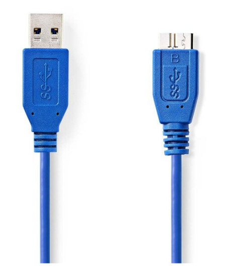 Nedis USB-kabel | USB 3.2 Gen 1 | USB-A Han | USB Micro-B Han | 5 Gbps | Nikkel belagt | 5.00 m | Rund | PVC | Blå | Konvolutt