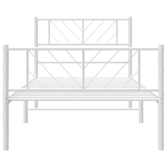vidaXL Sengeramme i metall med hode- og fotgavl hvit 90x200 cm 8721012190184