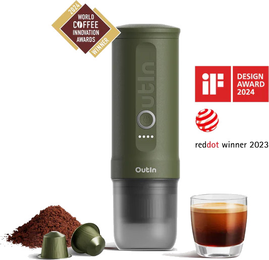 Outin Portabel Oppladbar Espressomaskin Skogsgrønn A000002 Outin Portabel Oppladbar Espressomaskin Skogsgrønn A000002