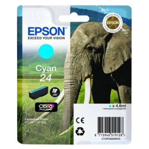 Epson 24XL T2432 C blekkpatron - C13T24324012 Original - Cyan 8,7 ml Epson 24XL T2432 C blekkpatron - C13T24324012 Original - Cyan 8,7 ml