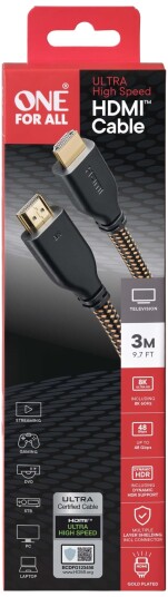 One For All Ultra Høyhastighets HDMI-kabel 3m