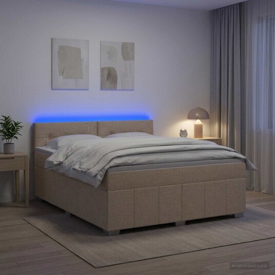 vidaXL Kontinentalseng med madrass Krem 160 x 200 cm Stoff