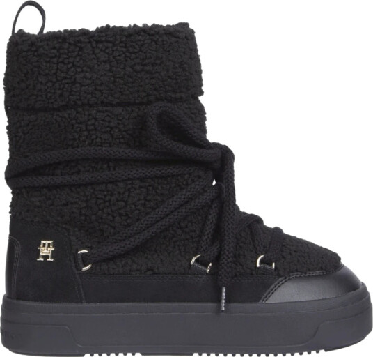 Tommy Hilfiger Lace-Up Faux Shearling Snowboot - Black - 37