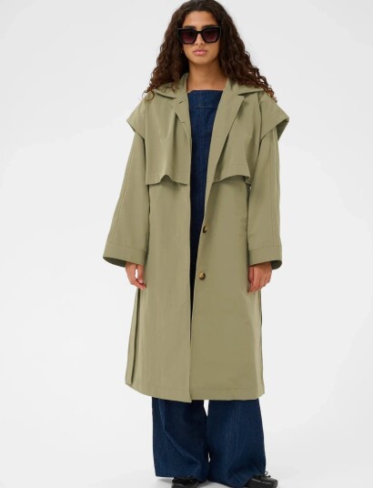 Soaked Slrowena Trench Coat   Khaki green   M