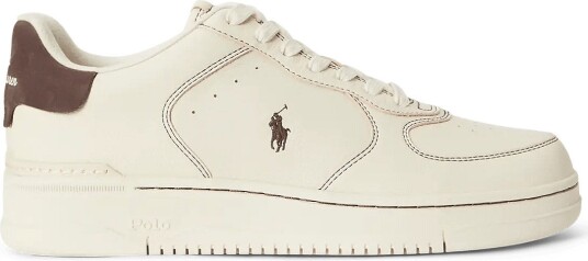 Polo Ralph Lauren Masters Court Leather Sneaker ECRU/DARK BROWN 46