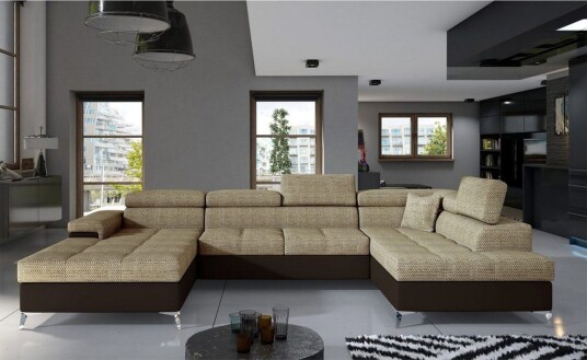 Seksjon Eltap Eduardo 337x205x88 cm Berlin 03 Soft 66 Beige Mørkebrun Høyre