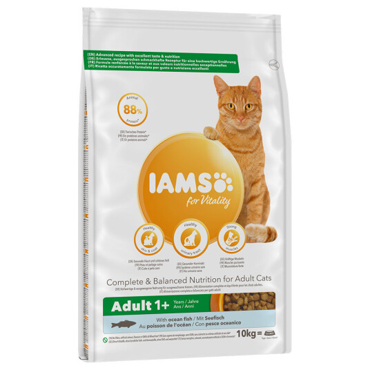 Iams Vitality Adult Kattemat med havfisk 10 kg - Tørrfôr for voksne katter