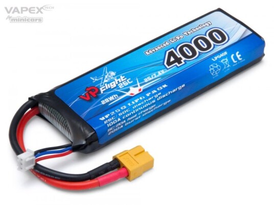 Vapex Li-Po Battery 2S 7,4V 4000mAh 25C XT60-connector Vapex Li-Po Battery 2S 7,4V 4000mAh 25C XT60-connector