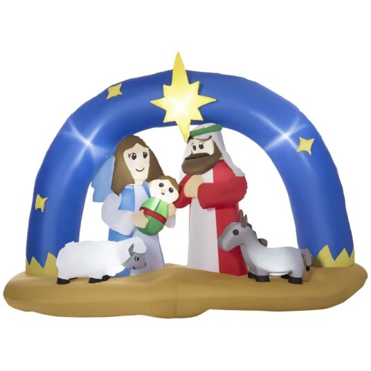 Northio Oppblåsbar Juledekorasjon Bibelbuen Jesu Fødsel 1,57 M Julekrybbe Med Buegang Og Led Vanntett Blå + Brun 206X95X157 Cm Northio Oppblåsbar Juledekorasjon Bibelbuen Jesu Fødsel 1,57 M Julekrybbe Med Buegang Og Led Vanntett Blå + Brun 206X95X157 Cm