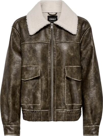 ONLY Onlingrid Faux Leather Washed Bomber Otw CHOCOLATE MARTINI XS/S