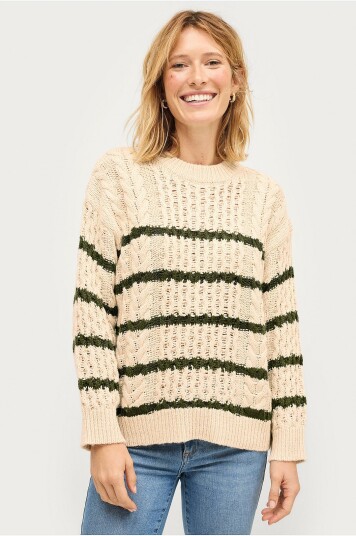 Soaked in Luxury - Genser slFranna Stripe Pullover - Hvit
