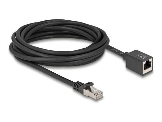 Delock Netzwerk Verlängerungskabel Rj45 Stecker Zu Rj45 Buchse Cat.6A S/Ftp 5 M Schwarz