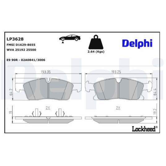 Bremseklosser DELPHI LP3628 Bremseklosser DELPHI LP3628