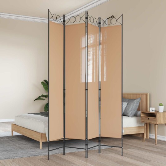 vidaXL 4-panel romdeler Beige 160 x 220 cm Stoff