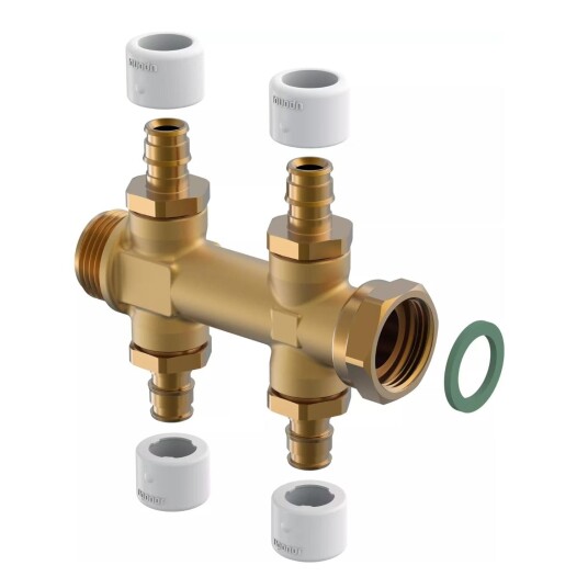 Uponor Q&E DR Fordeler med Løpemutter 2+2 Uttak 50mm