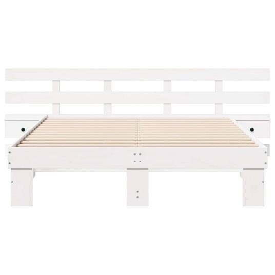  Sengestamme med skuff Hvit 150 x 200 cm tre