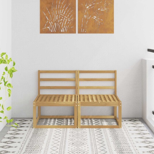 vidaXL 2 Stk Ute Midt Sofa Solid akasietre Hvit 59 x 63 x 73 cm
