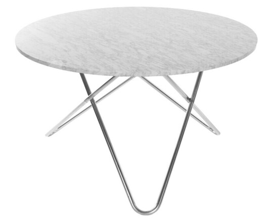 Ox Denmarq Big O Table spisebord marmor carrara, rustfritt stativ