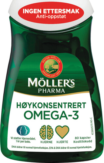 Möller's Pharma Høykonsentrert Omega 3 80 kapsler