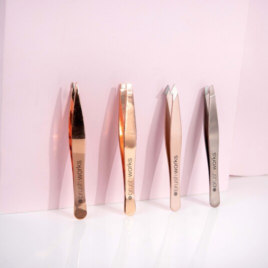 Brushworks Hd 4 Piece Combination Tweezer Set - Gold