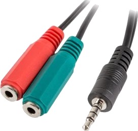 Lanberg Hodetelefonsplitter 4 Polsminijakk Hann Til Mini Phone Stereo 3.5 Mm Hunn 20 Cm Svart