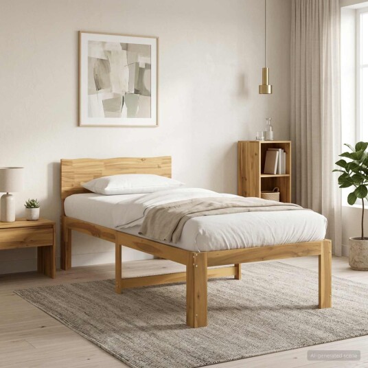 vidaXL Enkelt Senge Ramme med Hodegjerde ROSTOCK Hvit 100 x 200 cm