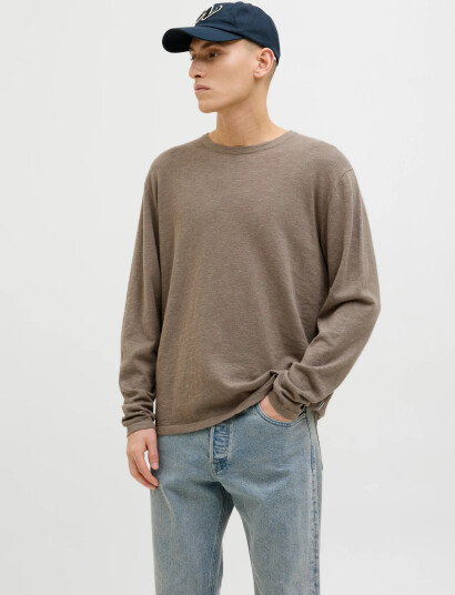 Jack & Jones Jjesummer Knit Crew Neck Sn Brown S Jack & Jones Jjesummer Knit Crew Neck Sn Brown S