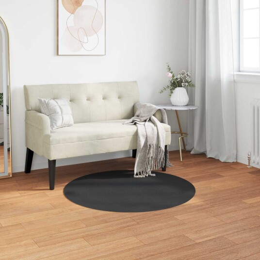 Kunstpels Kanin Teppe Olite Svart Ø 120 cm Polyester