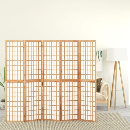 vidaXL Sammenleggbar romdeler 5 paneler japansk stil 200x170 cm svart