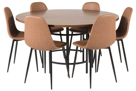 Venture Design Copenhagen & Polar spisegruppe Brun/brun 6 st stoler & bord 140 cm