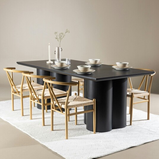 Olivia Spisegruppe 210 cm Rektangulær med 6 Alfons stoler - Sort/Beige